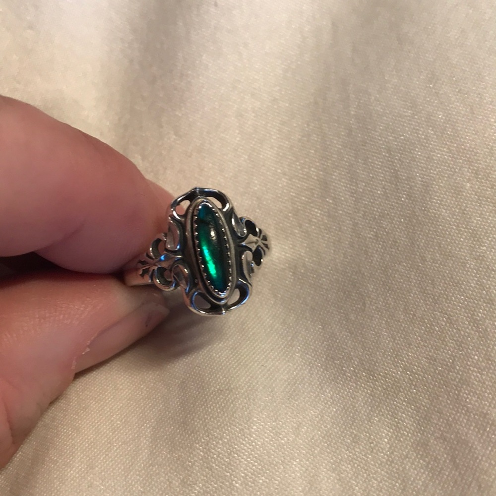 Solid Sterling Silver & Abalone Ring - image 1